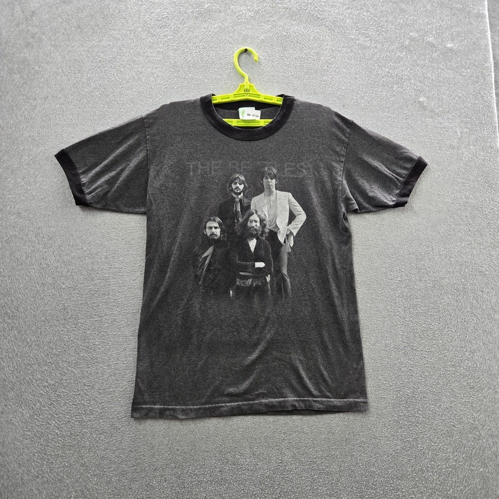 The Beatles Men Shirt M Gray Graphic Band Photo Logo Short Sleeve Ringer